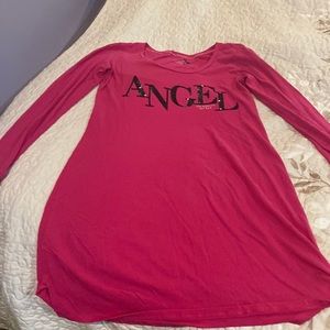 Victoria’s Secret longsleeve night shirt, angel, dark pink size small